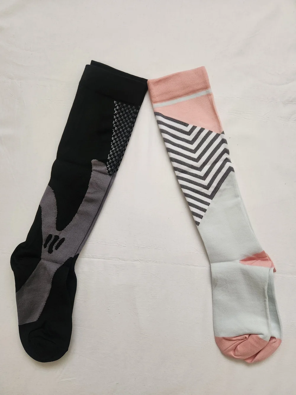 Ladies Comfort and Performance Compression Socks - Black & Pink